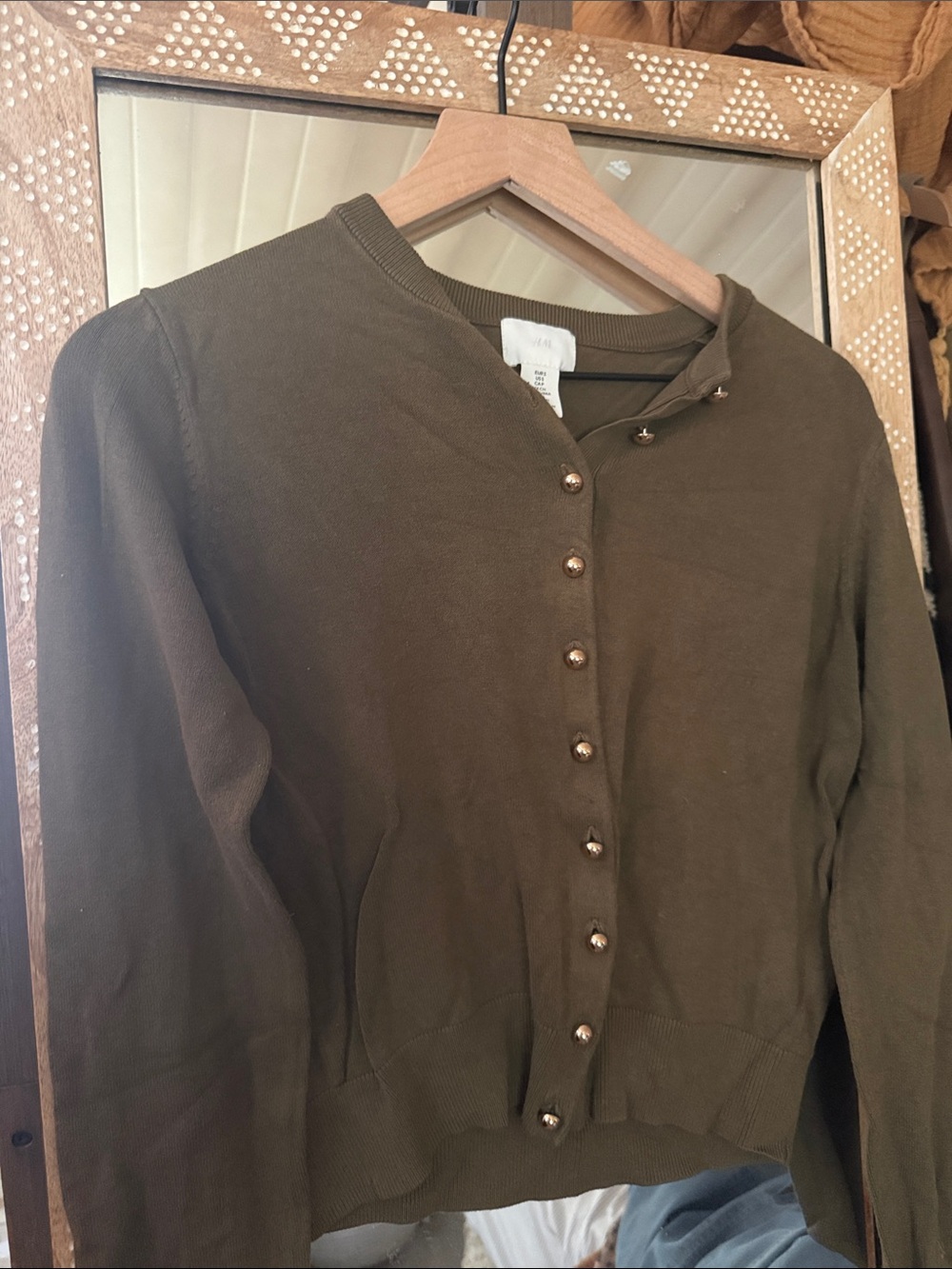 H&M Olive Green Button-Front Cardigan Sweater